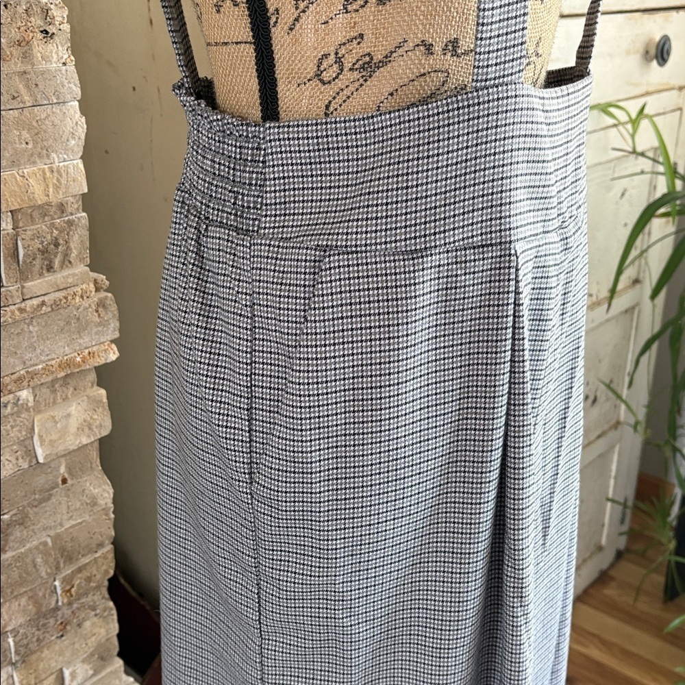 Wild Fable black and gray houndstooth pleated pockets wide leg overall jumpsuit - Picture 5 of 16